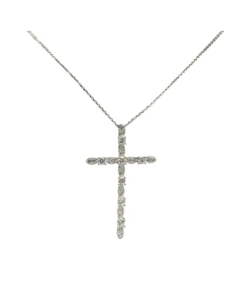 Colier argint cu pandantiv cruce opulenta cu strasuri, 40x5cm