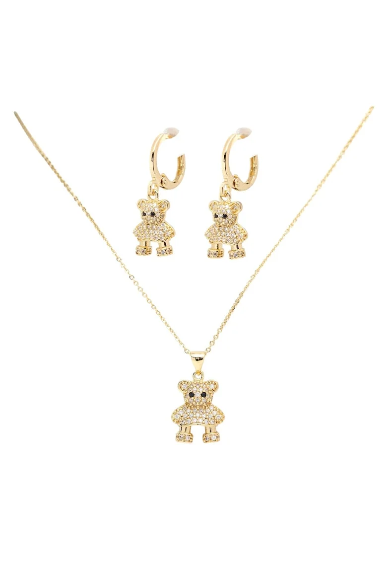 Set Colier Cu Pandantiv Si Cercei Mini Teddy Love