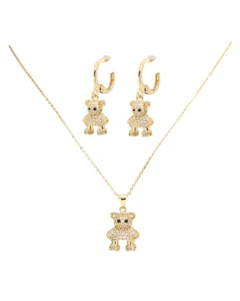 Set Colier Cu Pandantiv Si Cercei Mini Teddy Love