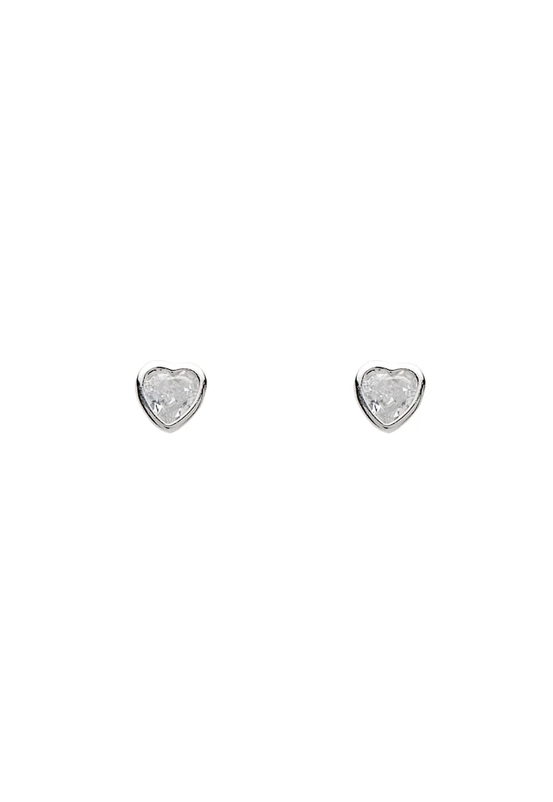 Cercei Argint  Forma de Inima, 925 Rodiat, Cristal Zirconia, Mini