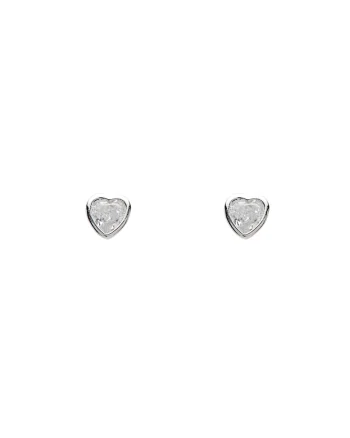 Cercei Argint  Forma de Inima, 925 Rodiat, Cristal Zirconia, Mini