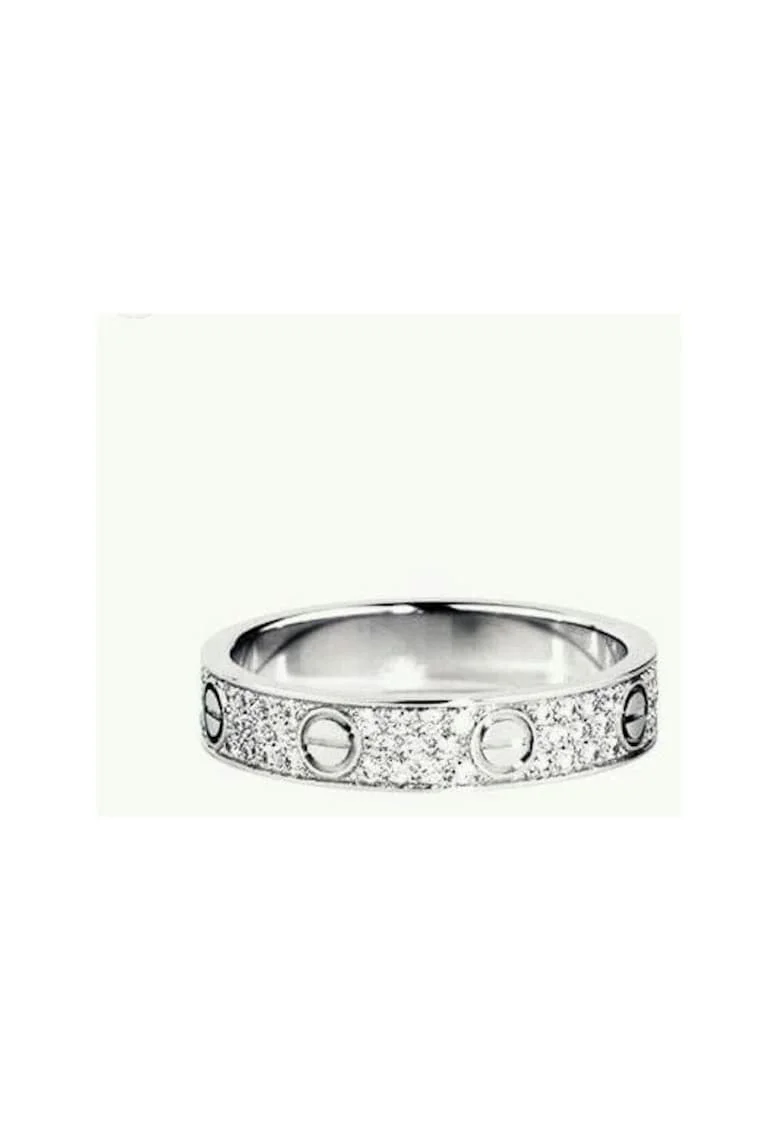 Inel Love Shine On Me,  placat cu aur alb, cristale Zirconia, ajustabil