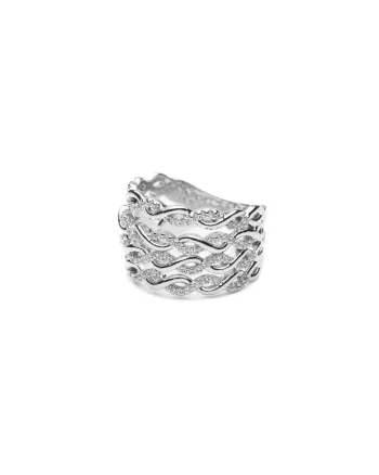 Inel Kelly,  placat cu aur alb de 14K, cristale Zirconia, culoare argintie, dimensiune ajustabila