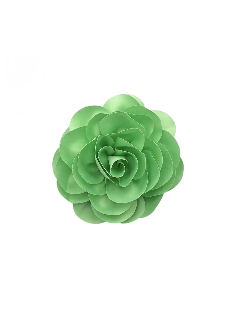 Brosa oversized  florala, verde crud, material textil, design tridimensional