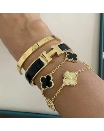 Set 4 Bratari  Hermina Luxury Gold, inoxidabil placat cu aur 14K, multicolor, dimensiuni variate