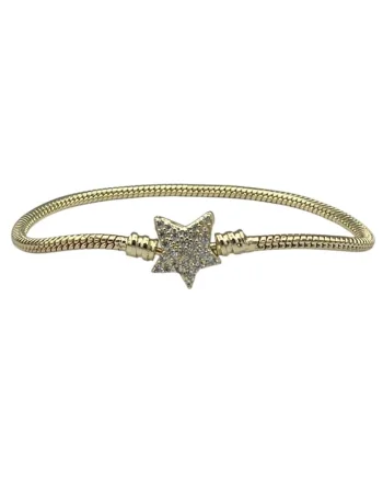 Bratara  cu pandantiv in forma de stea, aliaj metalic placat cu aur galben 14K, 18cm