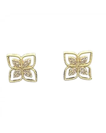 Cercei  aurii 14K, design floral, dimensiuni discrete