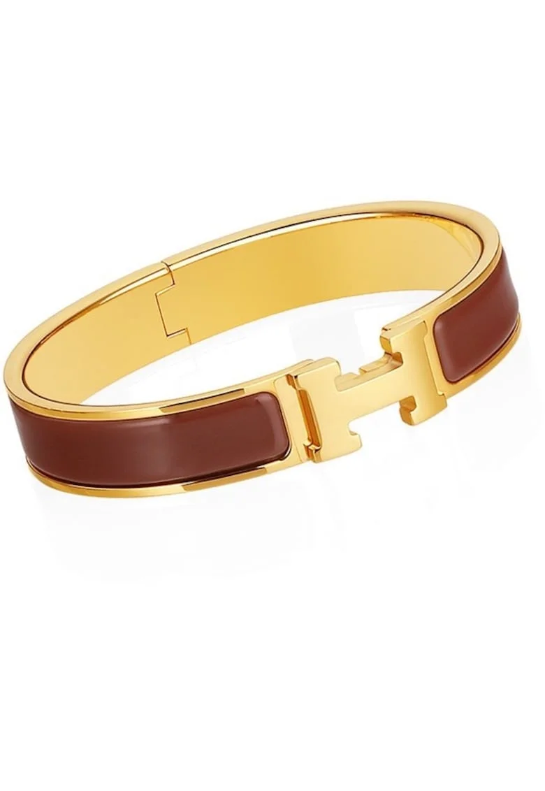 Bratara  Maro Hermina, otel inoxidabil placat cu aur 14K, 6.1cm diametru, 1.3cm grosime