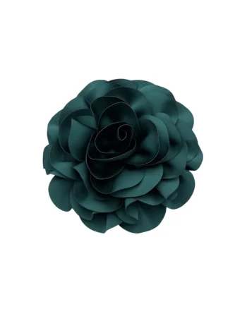 Brosa oversized  floare verde padure, material textil, design tridimensional