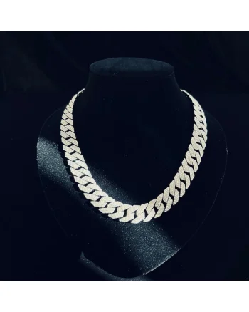 Colier Unisex  lungime 50cm, aliaj metalic, placat cu aur alb de 14K, cristale Zirconia