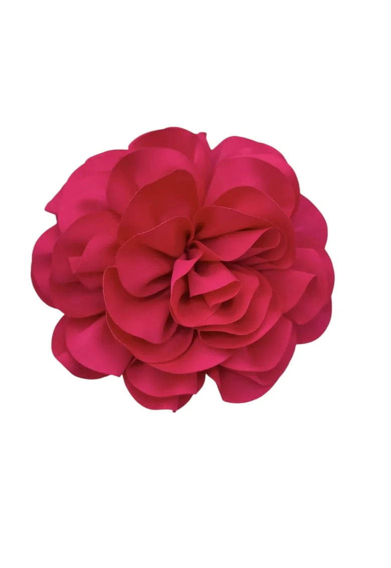 Brosa oversized florala  ciclam, design tridimensional, prindere versatila