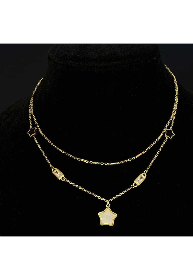 Colier Dublu  aliaj metalic, 100% autentic