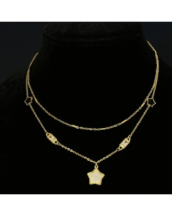 Colier Dublu  aliaj metalic, 100% autentic