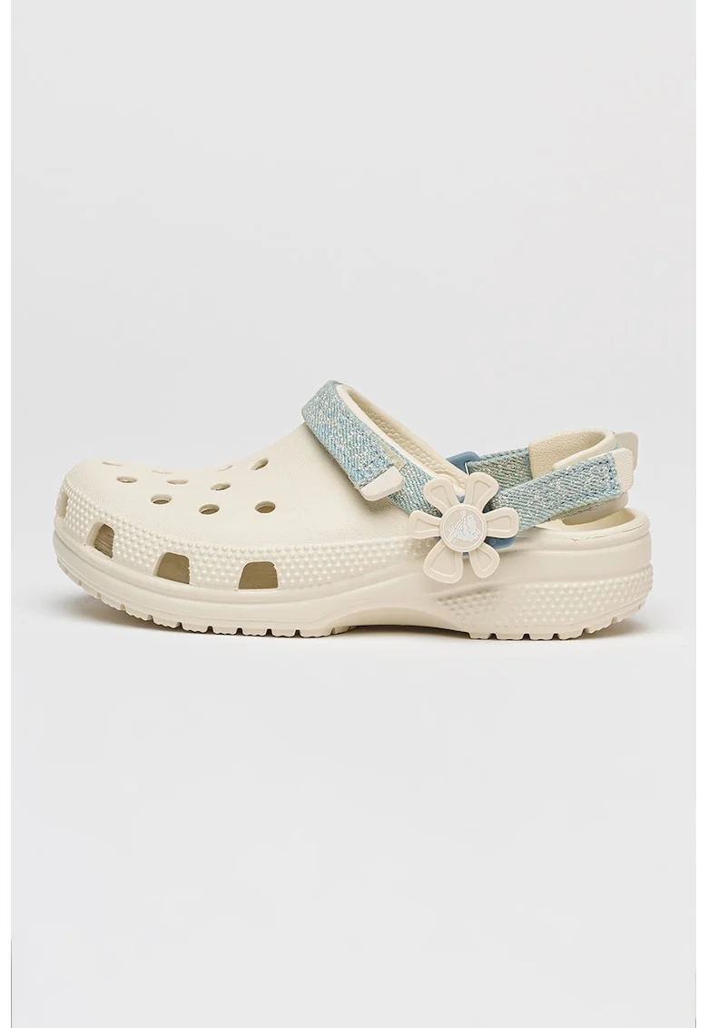 Saboti slingback cu floare Classic, Bej deschis