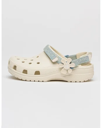 Saboti slingback cu floare Classic, Bej deschis
