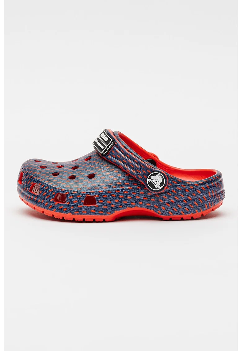 Papuci slingback cu model, Rosu/Bleumarin