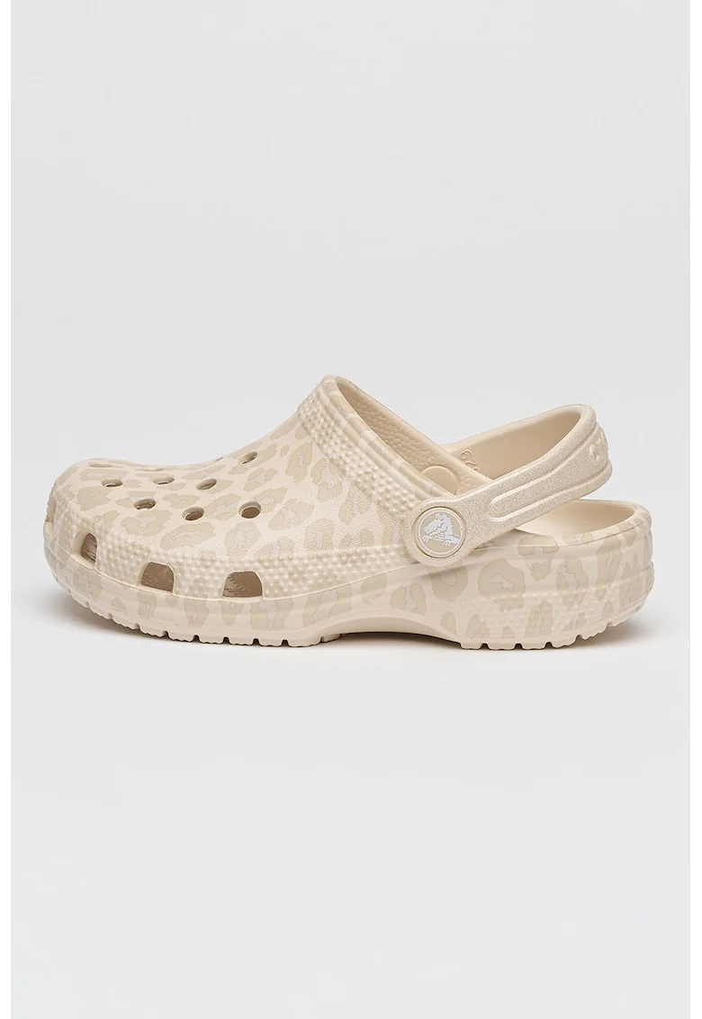 Papuci slingback cu model, Bej deschis