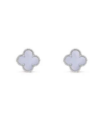 Cercei Alhambra,  piatra semipretioasa mov-lila, aliaj metalic placat cu aur alb, dimensiune piatra 1, 5cm