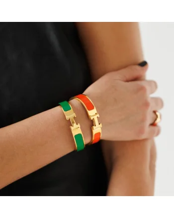 Set 2 Bratari Hermina Luxury Gold, verde si portocaliu, 6, 5 cm diametru