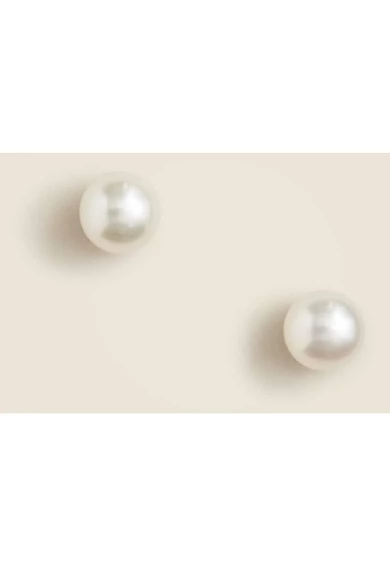 Cercei  faux pearl, alb cremos, 5mm