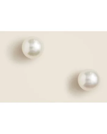Cercei  faux pearl, alb cremos, 5mm