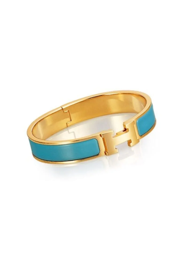 Bratara  Albastru-Azur, 14K placat, 6.1cm diametru