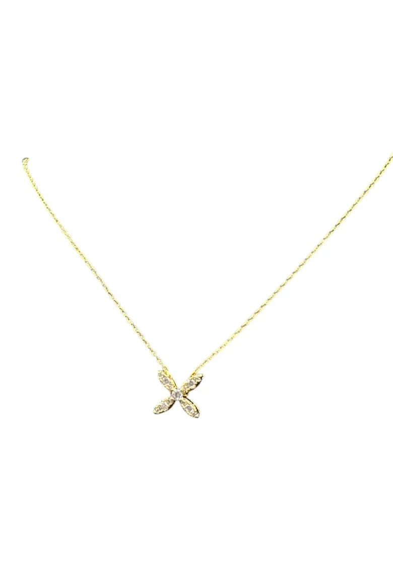 Colier  Auriu, Fluture cu Cristale Zirconia, 40x5cm
