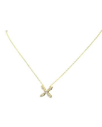 Colier  Auriu, Fluture cu Cristale Zirconia, 40x5cm
