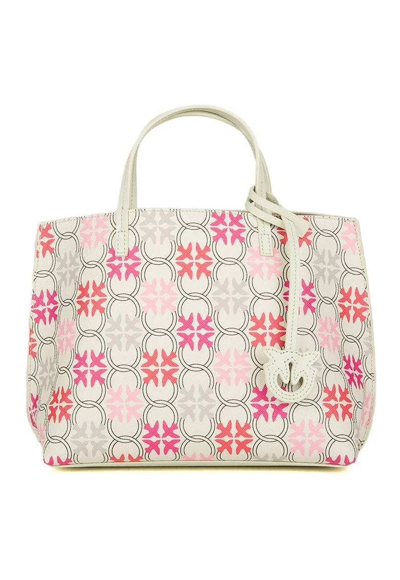 Geanta shopper  Carrie multicolor piele naturala alb