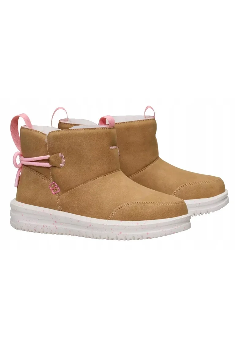 Ghete de iarna Calde pentru Fete, Camden Bow Boot Cozzy, Maro, Maro deschis