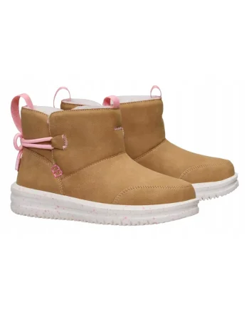 Ghete de iarna Calde pentru Fete, Camden Bow Boot Cozzy, Maro, Maro deschis