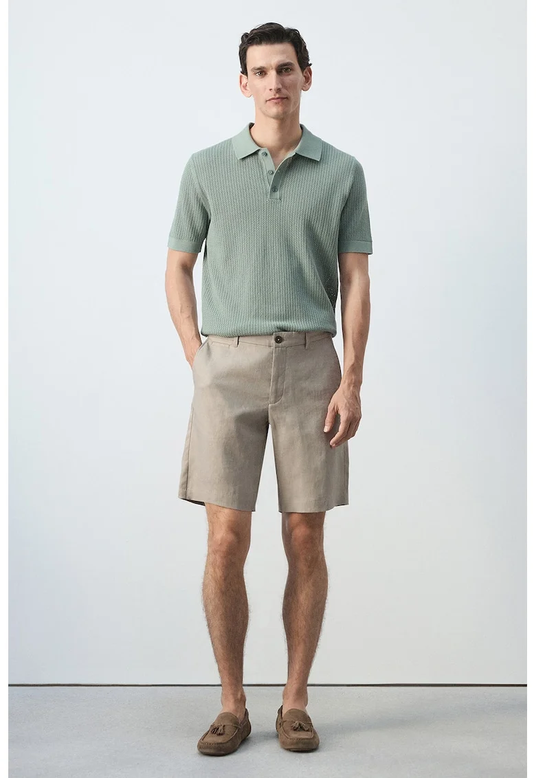 Bermude chino slim fit de in, Maro deschis