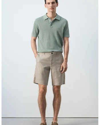 Bermude chino slim fit de in, Maro deschis