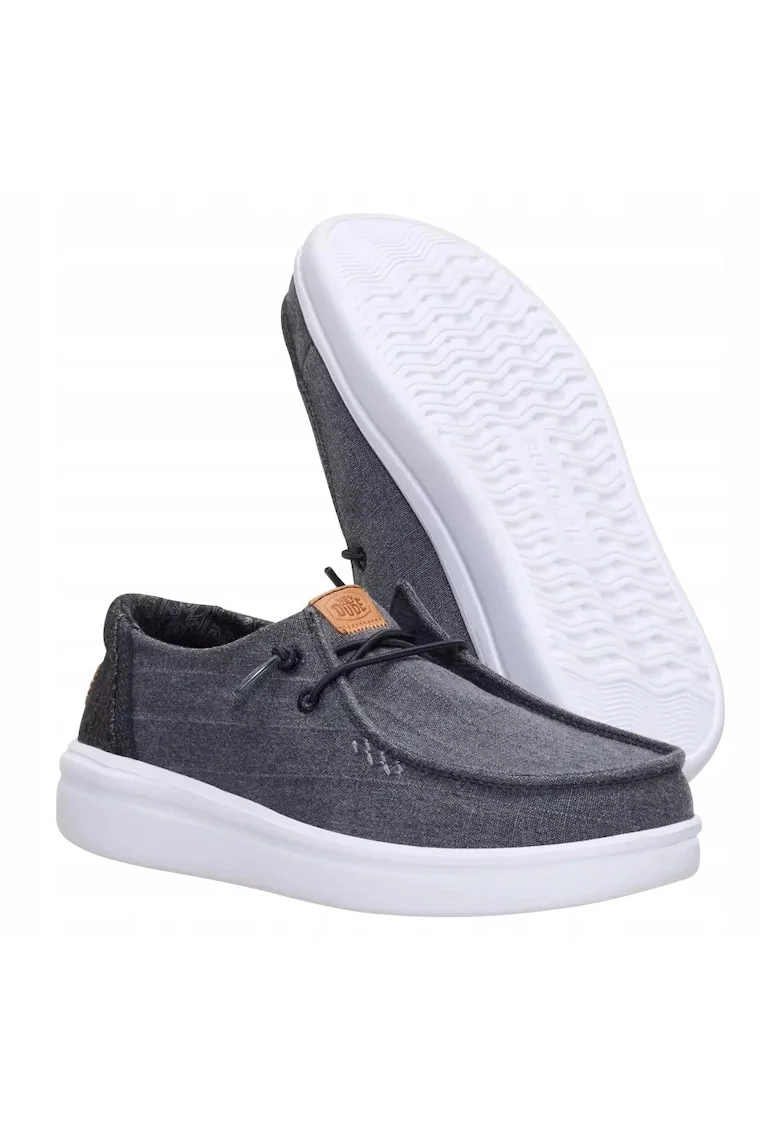 Femei, Mocasin, Wendy Rise Chambray Grid, Textil, Negru, Gri inchis