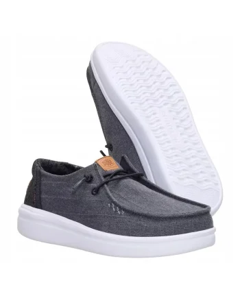 Femei, Mocasin, Wendy Rise Chambray Grid, Textil, Negru, Gri inchis
