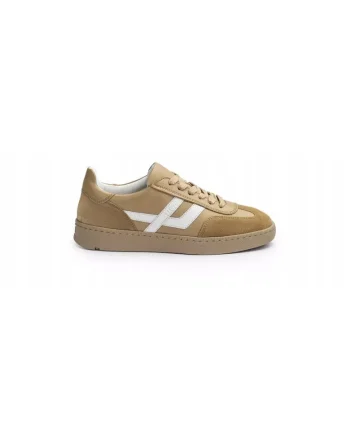 Sneakers femei BRAVA, piele, Alb/Maro nisip