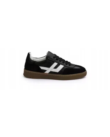 Sneakers femei  BRAVA, piele naturala, negru alb, Alb/Negru