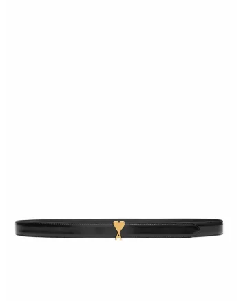 Black Cow Leather Ami De Coeur Buckle Belt, Negru