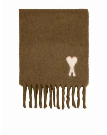 Brown Alpaca Off White Ami De Coeur Scarf, Maro