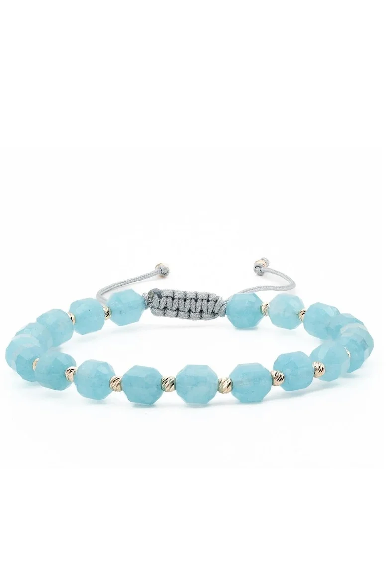 Bratara cu 20 de bile de Aur 14k, Albastru