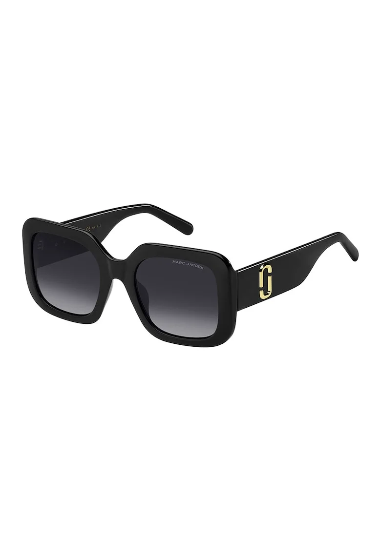 Ochelari de soare patrati cu logo, Negru
