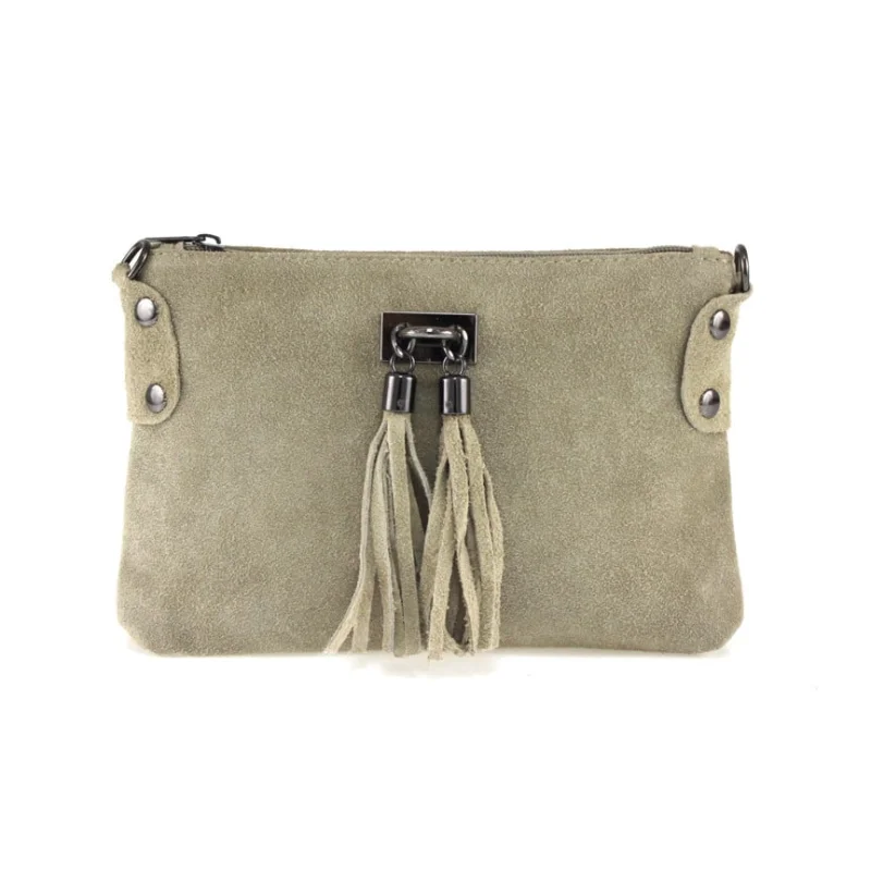 Geanta dama Tianna GT1979, piele intoarsa, Taupe