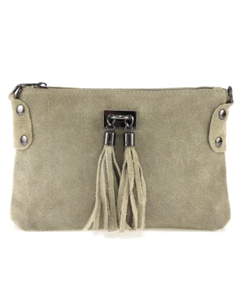 Geanta dama Tianna GT1979, piele intoarsa, Taupe