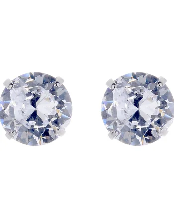 Cercei argint 925, JW719, model clasic cu zirconiu, placati cu rodiu
