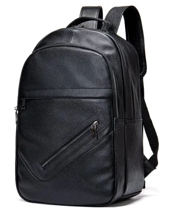 Rucsac unisex, Jorah GT2732, piele naturala, Negru