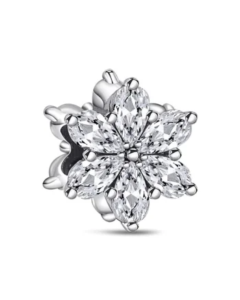 Charm/talisman argint 925, JW1157, model floare, placat cu rodiu