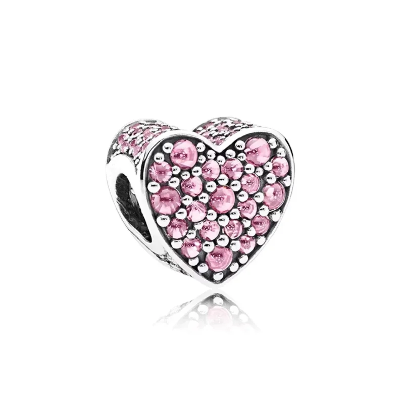 Charm/talisman argint 925, JW1172, model inima roz, placat cu rodiu