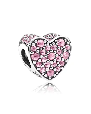 Charm/talisman argint 925, JW1172, model inima roz, placat cu rodiu
