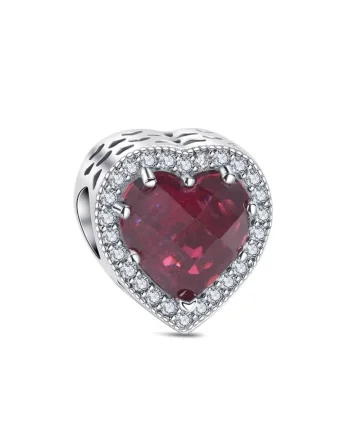 Charm/talisman argint 925, JW1175, model inima rosie, placat cu rodiu