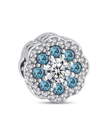Charm/talisman argint 925, JW1181, model floare, placat cu rodiu